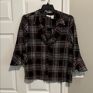 Kim Rogers Black and Red Plaid Blouse